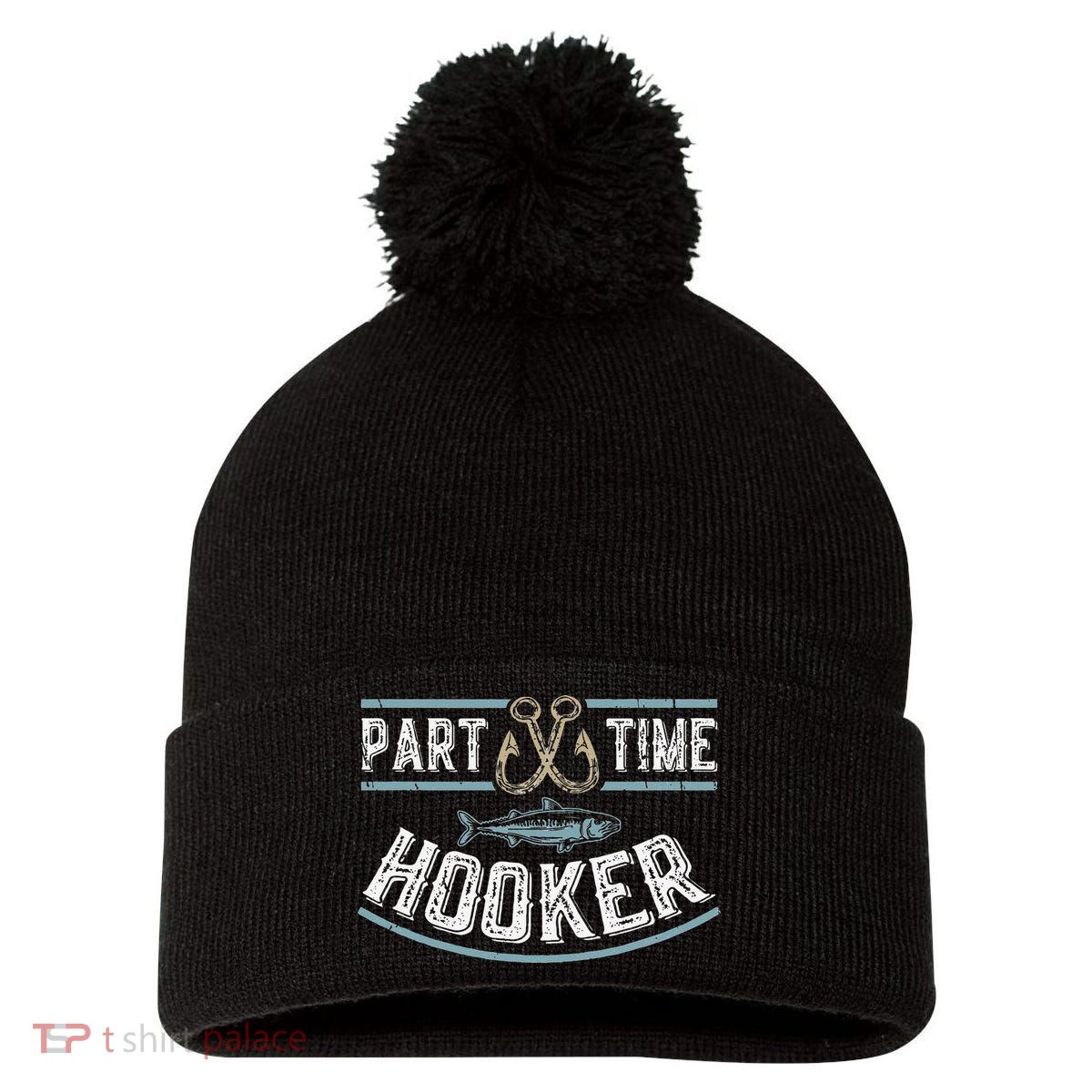 Part Time Hooker Fishing Pom Pom 12in Knit Beanie