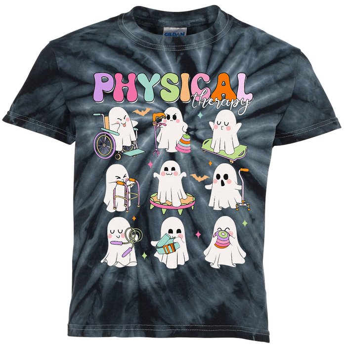 Physical Therapy Halloween Boo Ghost Spooky Season Kids Tie-Dye T-Shirt