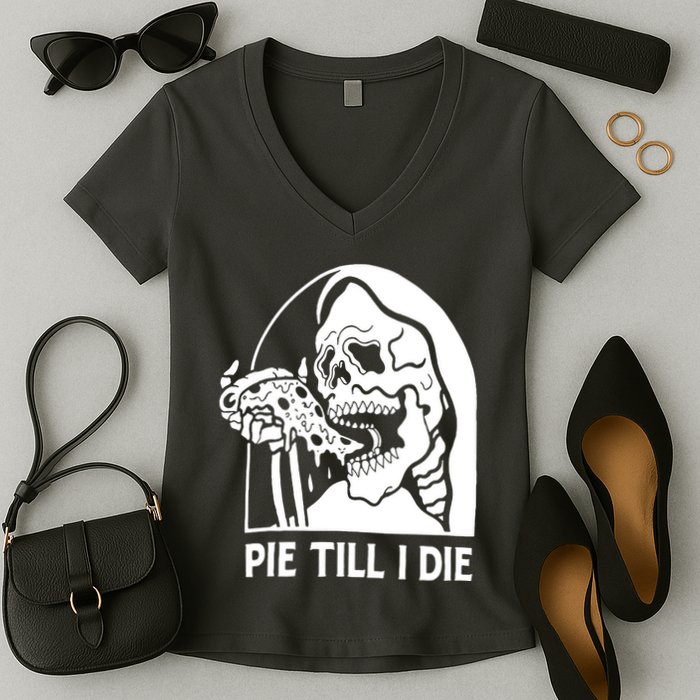 Pie Til I Die Grim Reaper Women's V-Neck T-Shirt