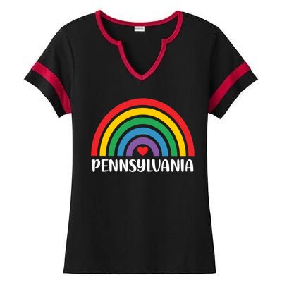 Pennsylvania Travel I Love Pennsylvania Usa Gift Ladies Halftime Notch Neck Tee