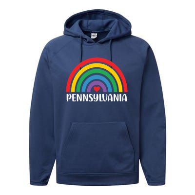 Pennsylvania Travel I Love Pennsylvania Usa Cute Gift Performance Fleece Hoodie