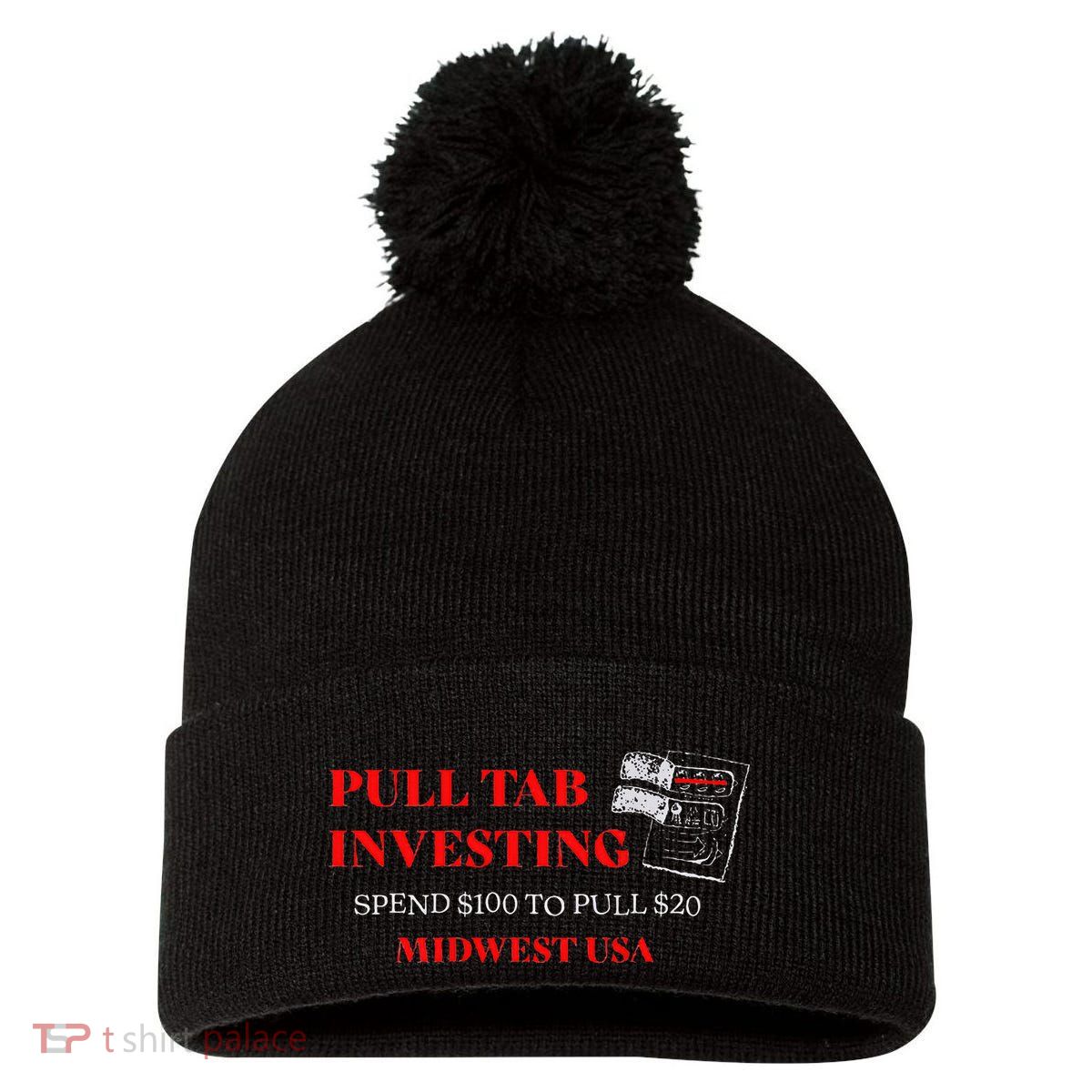 Pull Tab Investing Pom Pom 12in Knit Beanie