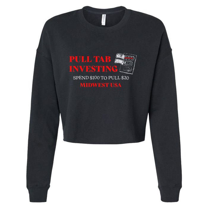 Pull Tab Investing Cropped Pullover Crew