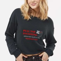 Pull Tab Investing Cropped Pullover Crew