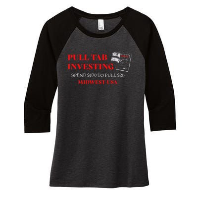 Pull Tab Investing Women's Tri-Blend 3/4-Sleeve Raglan Shirt