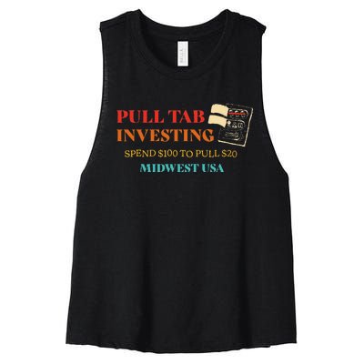 Pull Tab Investing Spend $100 To Pull $20 Midwest Usa Women's Racerback Cropped Tank