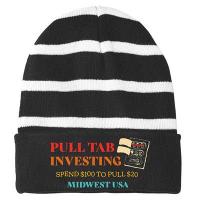 Pull Tab Investing Spend $100 To Pull $20 Midwest Usa Striped Beanie with Solid Band