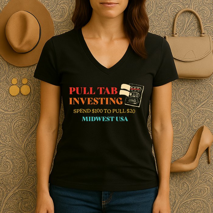 Pull Tab Investing Spend $100 To Pull $20 Midwest Usa Women's V-Neck T-Shirt