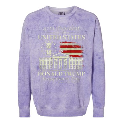 President Trump Inauguration Day 2025 White House Usa Flag Colorblast Crewneck Sweatshirt