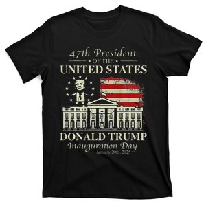 President Trump Inauguration Day 2025 White House Usa Flag T-Shirt