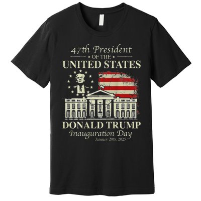 President Trump Inauguration Day 2025 White House Usa Flag Premium T-Shirt