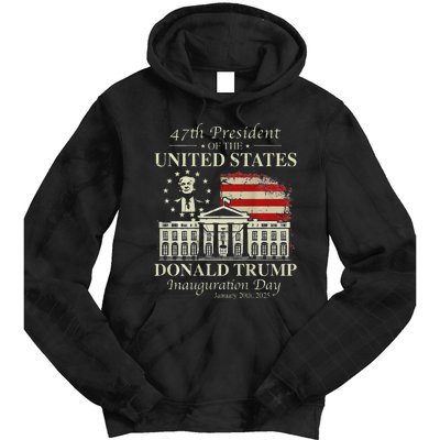 President Trump Inauguration Day 2025 White House Usa Flag Tie Dye Hoodie