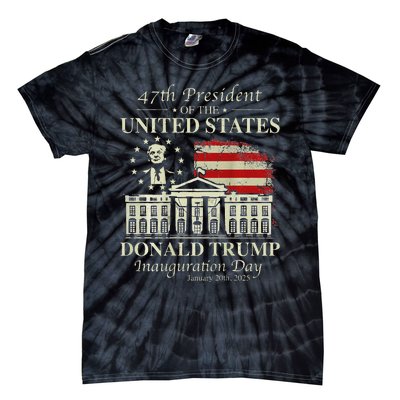 President Trump Inauguration Day 2025 White House Usa Flag Tie-Dye T-Shirt