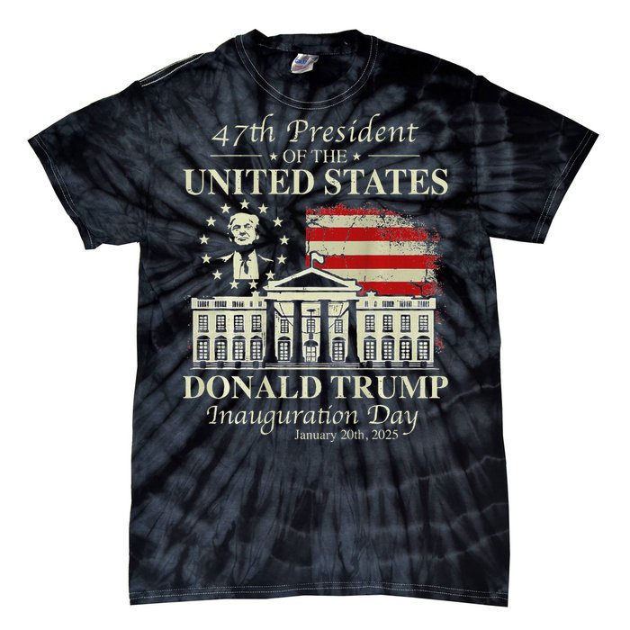 President Trump Inauguration Day 2025 White House Usa Flag Tie-Dye T-Shirt