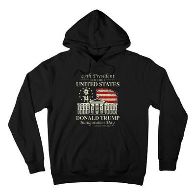 President Trump Inauguration Day 2025 White House Usa Flag Tall Hoodie