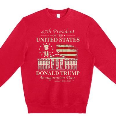 President Trump Inauguration Day 2025 White House Usa Flag Premium Crewneck Sweatshirt