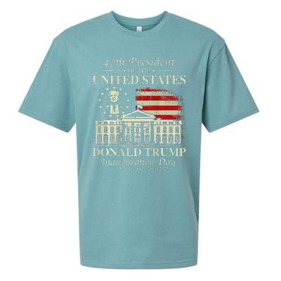 President Trump Inauguration Day 2025 White House Usa Flag Sueded Cloud Jersey T-Shirt