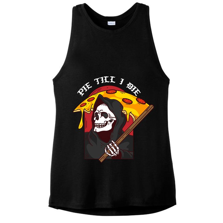 Pie Till I Die Funny Pizza Skull Halloween Gift Ladies PosiCharge Tri-Blend Wicking Tank
