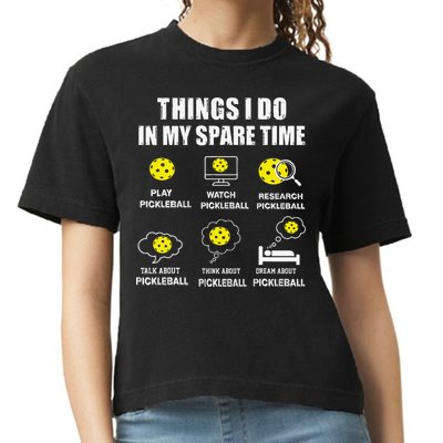 Pickleball Things I Do In My Spare Time Funny Pickleball Comfort Colors Boxy T-Shirt