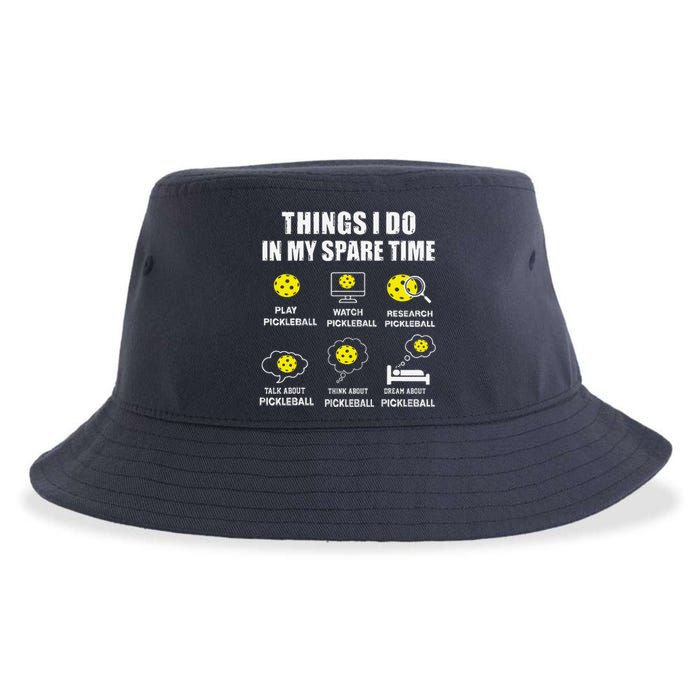 Pickleball Things I Do In My Spare Time Funny Pickleball Sustainable Bucket Hat