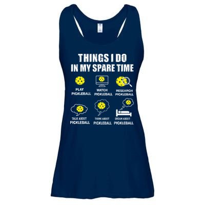 Pickleball Things I Do In My Spare Time Funny Pickleball Ladies Essential Flowy Tank