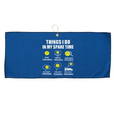 Pickleball Things I Do In My Spare Time Funny Pickleball Large Microfiber Waffle Golf Towel