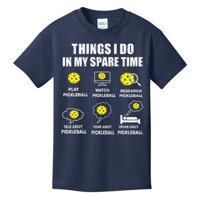 Pickleball Things I Do In My Spare Time Funny Pickleball Kids T-Shirt