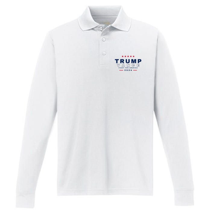 President Trump Jd Vance Vp Fight For America! Maga Usa Performance Long Sleeve Polo