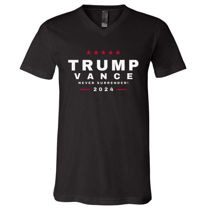 President Trump Jd Vance Vp Never Surrender! Maga Usa V-Neck T-Shirt