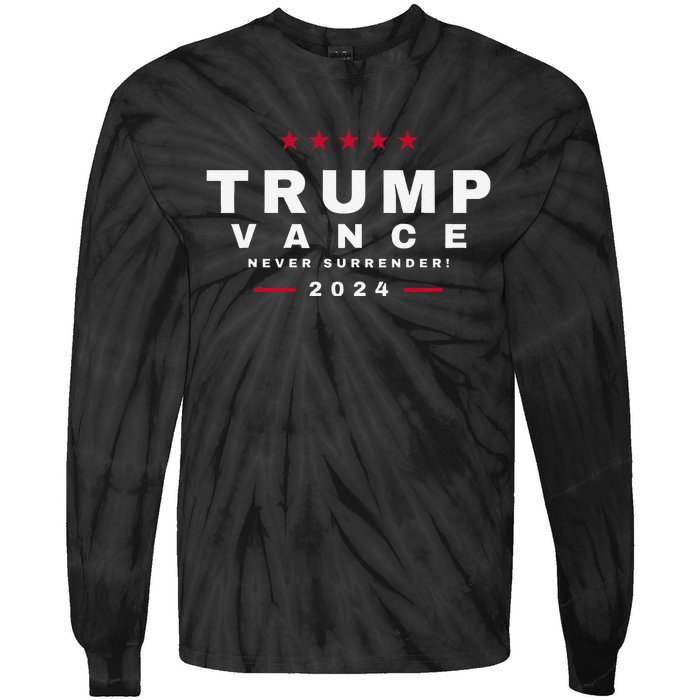 President Trump Jd Vance Vp Never Surrender! Maga Usa Tie-Dye Long Sleeve Shirt