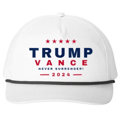 President Trump Jd Vance Vp Never Surrender! Maga Usa 2024 Snapback Five-Panel Rope Hat