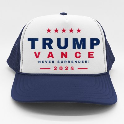 President Trump Jd Vance Vp Never Surrender! Maga Usa 2024 Trucker Hat