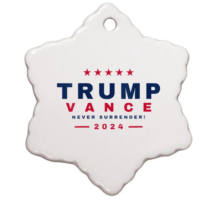 President Trump Jd Vance Vp Never Surrender! Maga Usa 2024 Ceramic Star Ornament