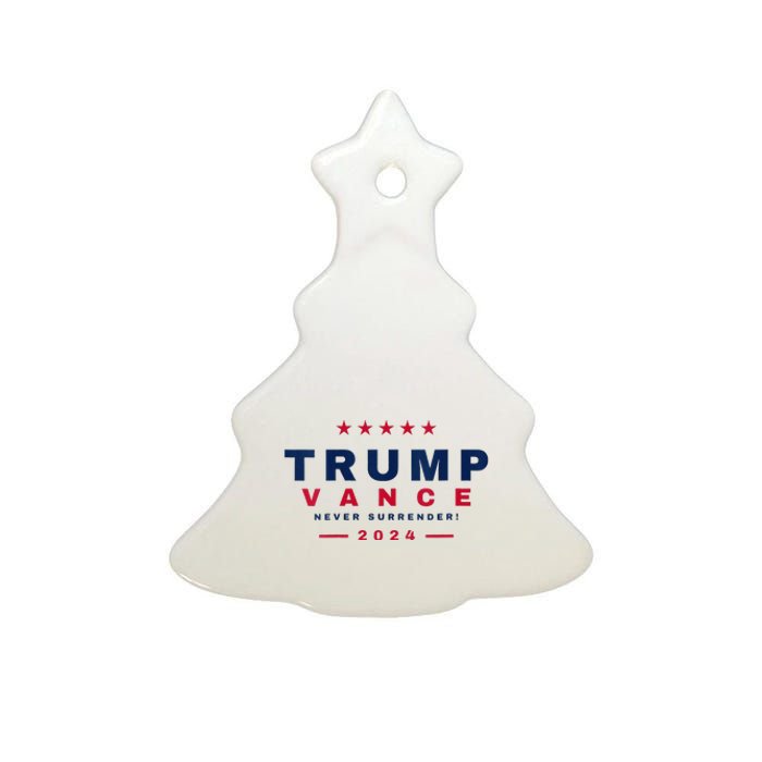 President Trump Jd Vance Vp Never Surrender! Maga Usa 2024 Ceramic Tree Ornament