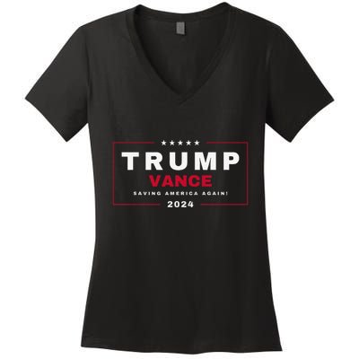President Trump Jd Vance Vp Save Saving America Again! Maga Women's V-Neck T-Shirt