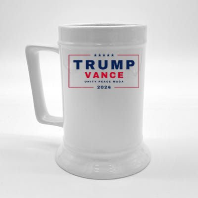 President Trump Jd Vance Vp Unity Peace Maga Usa 2024 Beer Stein