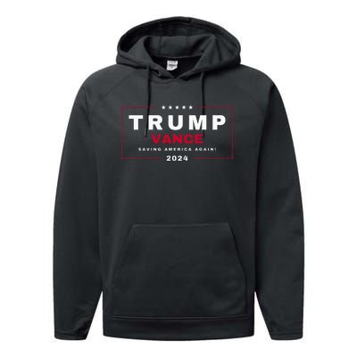 President Trump Jd Vance Vp Save Saving America Again! Maga Performance Fleece Hoodie