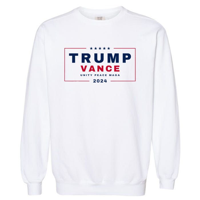 President Trump Jd Vance Vp Unity Peace Maga Usa 2024 Garment-Dyed Sweatshirt