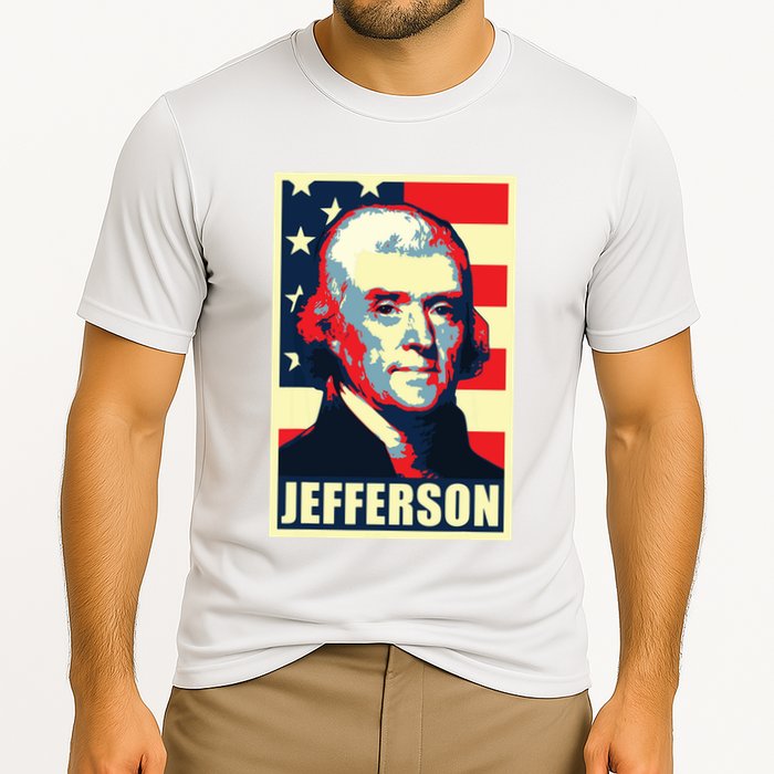 President Thomas Jefferson Propaganda Poster Cooling Performance Crew T-Shirt