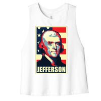 President Thomas Jefferson Propaganda Poster Women's Racerback Cropped Tank