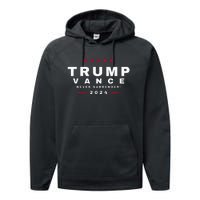 President Trump Jd Vance Vp Never Surrender! Maga Usa Performance Fleece Hoodie