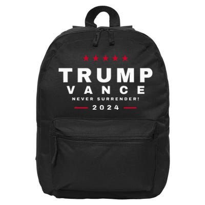 President Trump Jd Vance Vp Never Surrender! Maga Usa 16 in Basic Backpack