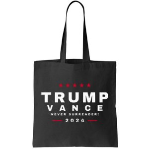 President Trump Jd Vance Vp Never Surrender! Maga Usa Tote Bag