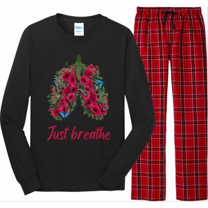 Positive Thinking Just Breathe Poppy Floral Lungs Nature Gift Long Sleeve Pajama Set