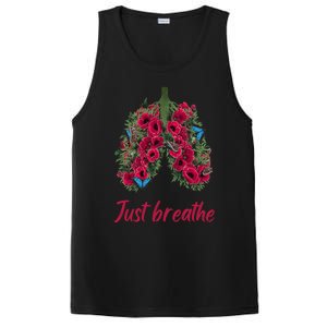 Positive Thinking Just Breathe Poppy Floral Lungs Nature Gift PosiCharge Competitor Tank