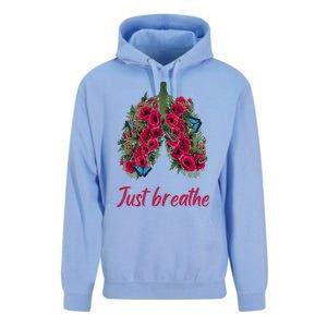 Positive Thinking Just Breathe Poppy Floral Lungs Nature Gift Unisex Surf Hoodie