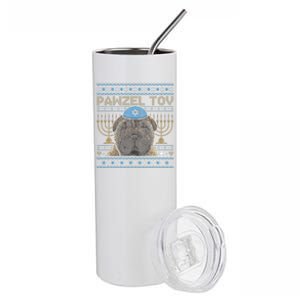 Pawzel Tov Jewish Chinese SharPei Dog Funny Hanukkah  Stainless Steel Tumbler