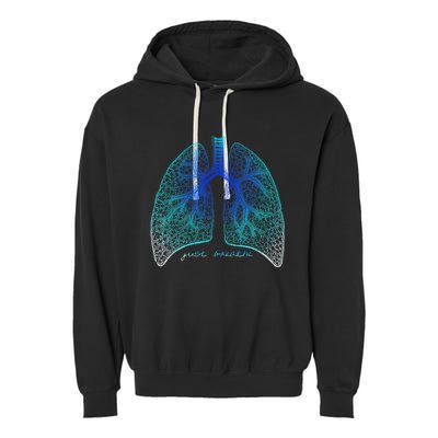 Positive Thinking "Just Breathe" Lungs Science Garment-Dyed Fleece Hoodie