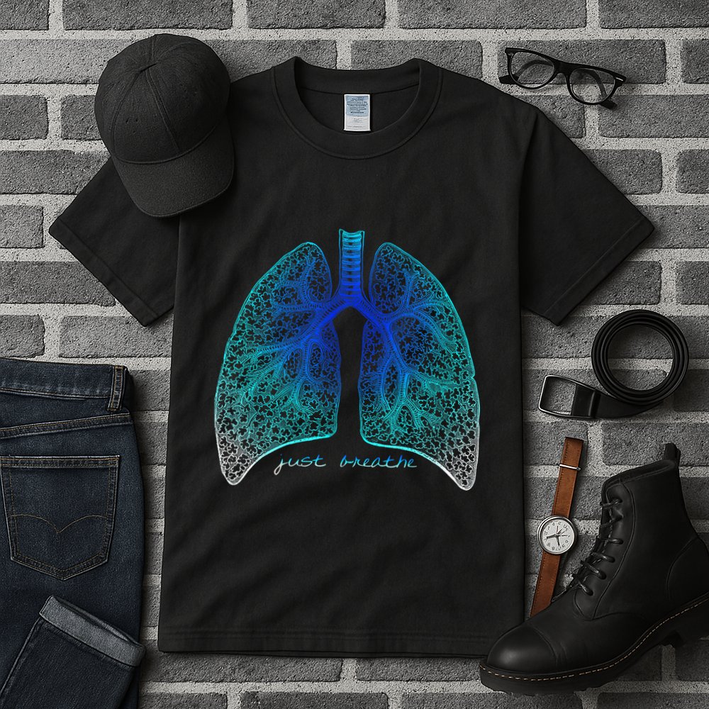 Positive Thinking "Just Breathe" Lungs Science Tall T-Shirt
