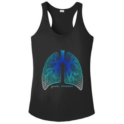 Positive Thinking "Just Breathe" Lungs Science Ladies PosiCharge Competitor Racerback Tank